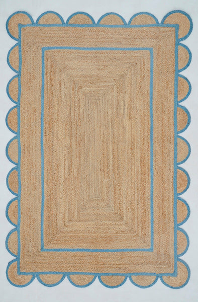 Natural Jute Scallop Rug 7'x9' Scalloped Edge Rugs 5'x7' Hemp Jute Runner Rugs