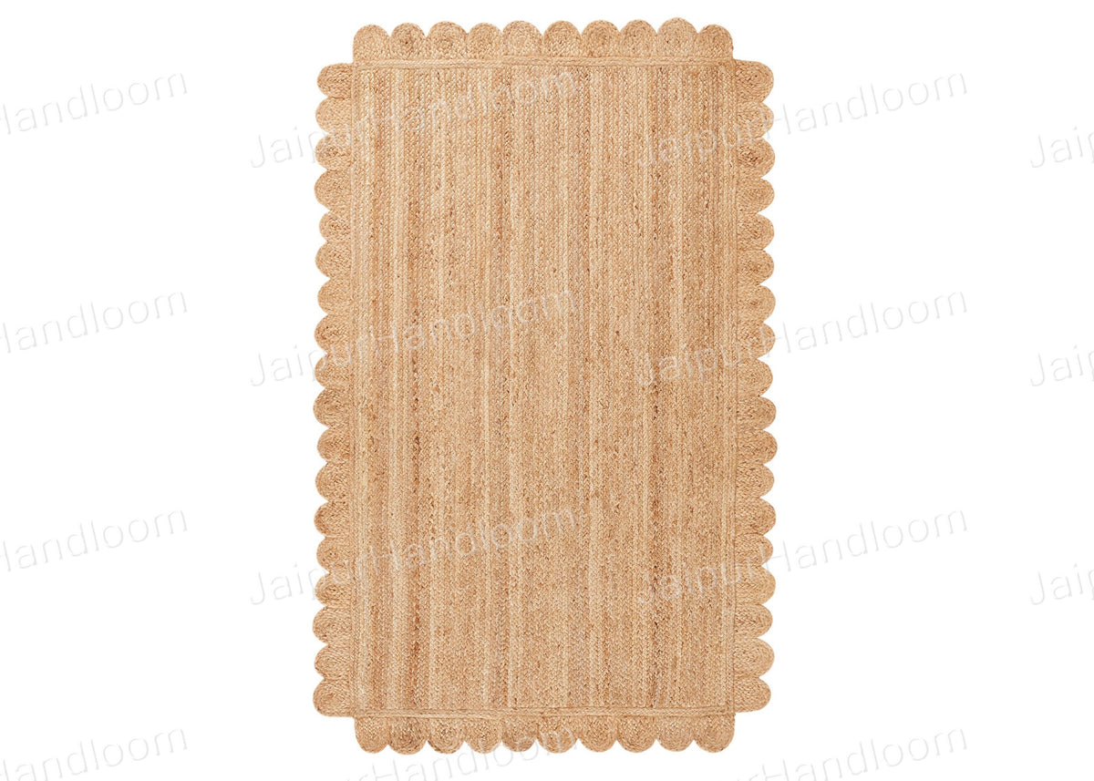 Scalloped Jute Runner Sisal Seagrass Rug Bedside Runner Rug for Entryway