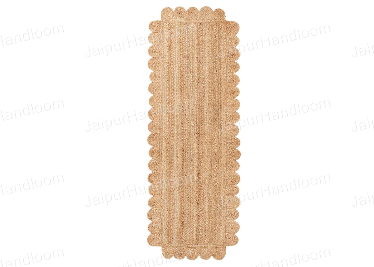Scalloped Jute Runner Sisal Seagrass Rug Bedside Runner Rug for Entryway