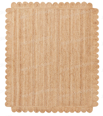 Scalloped Jute Runner Sisal Seagrass Rug Bedside Runner Rug for Entryway