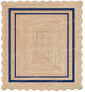 Navy Blue Jute Rug Scalloped Rugs Wavy Edge Jute runner Modern Sisal rugs