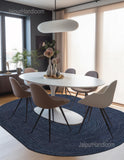 Navy Blue Oval Jute Rug 9X12 for Living Room Braided Seagrass Oval Carpet