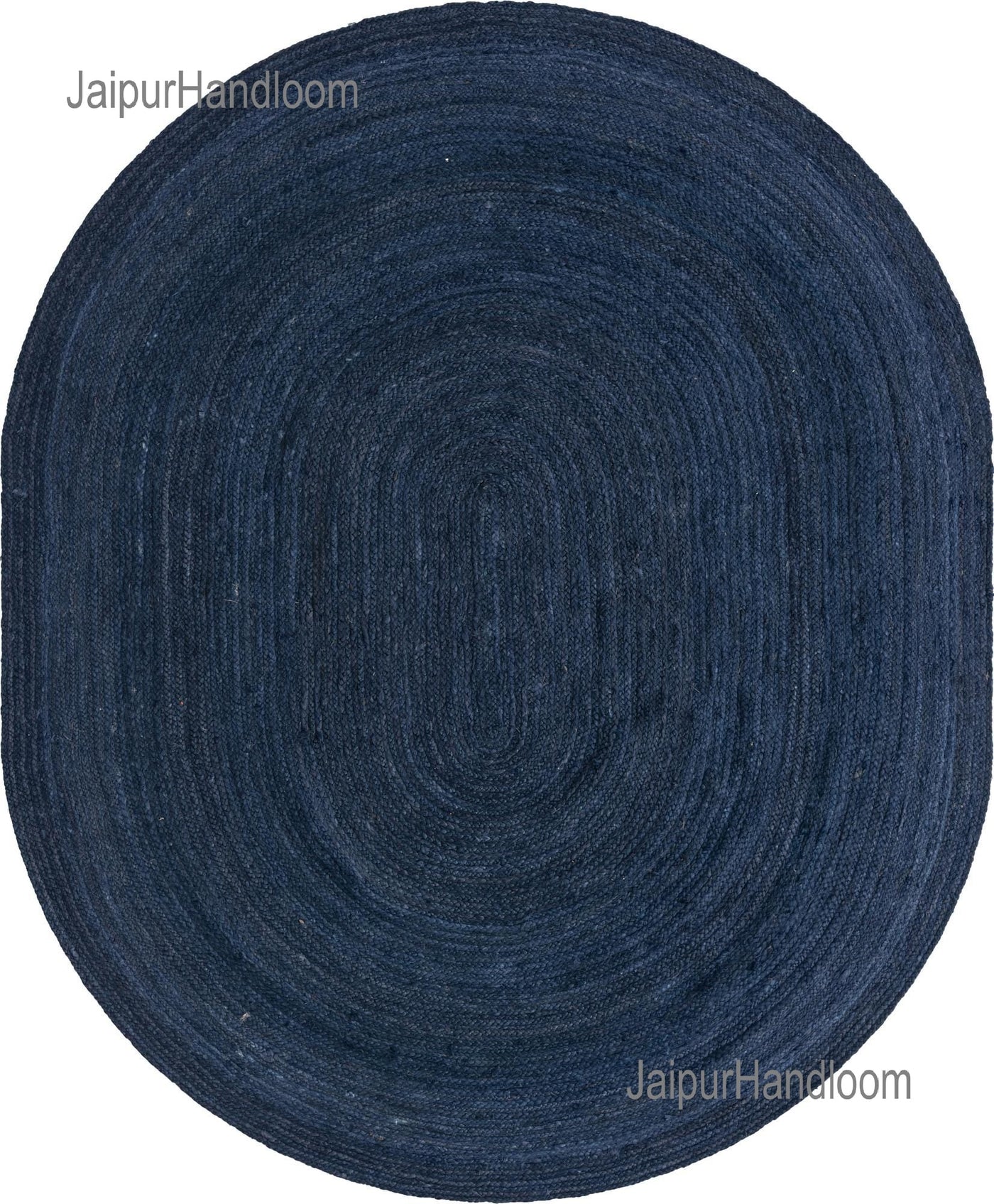 Navy Blue Oval Jute Rug 9X12 for Living Room Braided Seagrass Oval Carpet