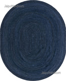 Navy Blue Oval Jute Rug 9X12 for Living Room Braided Seagrass Oval Carpet