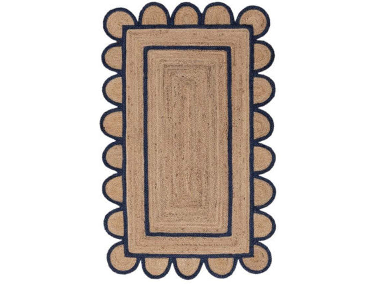 Natural Jute 8 X 10 Scalloped Rugs for Living Room ON SALE & FREE SHIPPING