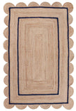 Navy Blue Scalloped Rug 4'x6' Braided Hemp Jute Scallop Runner Rugs 4'x10'