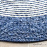 Navy Jute Round Rug 5' for Bedroom Braided Jute Round Carpet 8' 