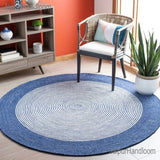 Navy Jute Round Rug 5' for Bedroom Braided Jute Round Carpet 8' 