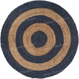 Navy Jute Round Rug 8'x8' for Living Room Braided Hemp Round Carpet 5'