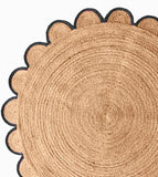 Nordic Round Rug 8' for Dining Table Natural Jute Round Scalloped Rug 10' for Living Space