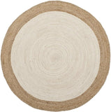 Off White Hand Woven Round Jute Area Rug Braided Round Rugs for Boho Home Decor 