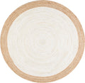 Off White Hand Woven Round Jute Area Rug Braided Round Rugs for Boho Home Decor 