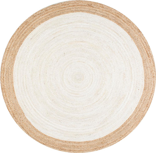 Off White Hand Woven Round Jute Area Rug Braided Round Rugs for Boho Home Decor 