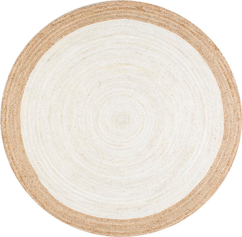 Off White Hand Woven Round Jute Area Rug Braided Round Rugs for Boho Home Decor 