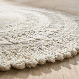 Off White / Ivory Jute Round Area Rug Farmhouse Round Jute Rugs Braided Round Rugs 