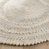 Off White / Ivory Jute Round Area Rug Farmhouse Round Jute Rugs Braided Round Rugs 