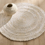 Off White / Ivory Jute Round Area Rug Farmhouse Round Jute Rugs Braided Round Rugs 