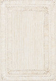 Off White Jute Area Rug 5'x7' Braided Jute Rug for Living Room Hemp Hallway Rug