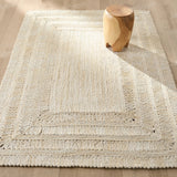 Off White Jute Area Rug 5'x7' Braided Jute Rug for Living Room Hemp Hallway Rug