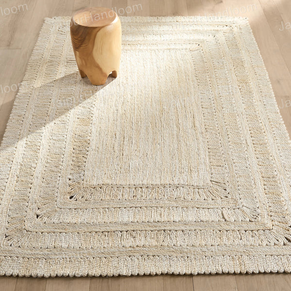 Off White Jute Area Rug 5'x7' Braided Jute Rug for Living Room Hemp Hallway Rug