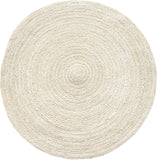 Off White Round Jute Braided Boho Area Rug Hand Woven Farmhouse Reversible Rugs