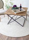 Off White Round Jute Braided Boho Area Rug Hand Woven Farmhouse Reversible Rugs