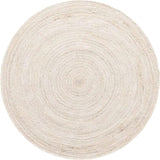 Off White Round Jute Braided Boho Area Rug Hand Woven Farmhouse Reversible Rugs