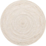 Off White Round Jute Braided Boho Area Rug Hand Woven Farmhouse Reversible Rugs
