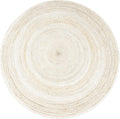 Off White Round Jute Braided Boho Area Rug Hand Woven Farmhouse Reversible Rugs