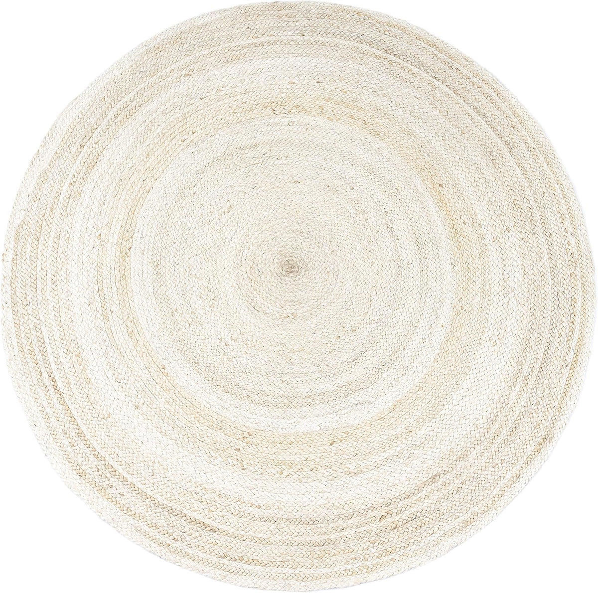 Off White Round Jute Braided Boho Area Rug Hand Woven Farmhouse Reversible Rugs