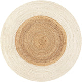 off white Jute Area Rug Round Handmade Braided Reversible Natural Fiber Rug