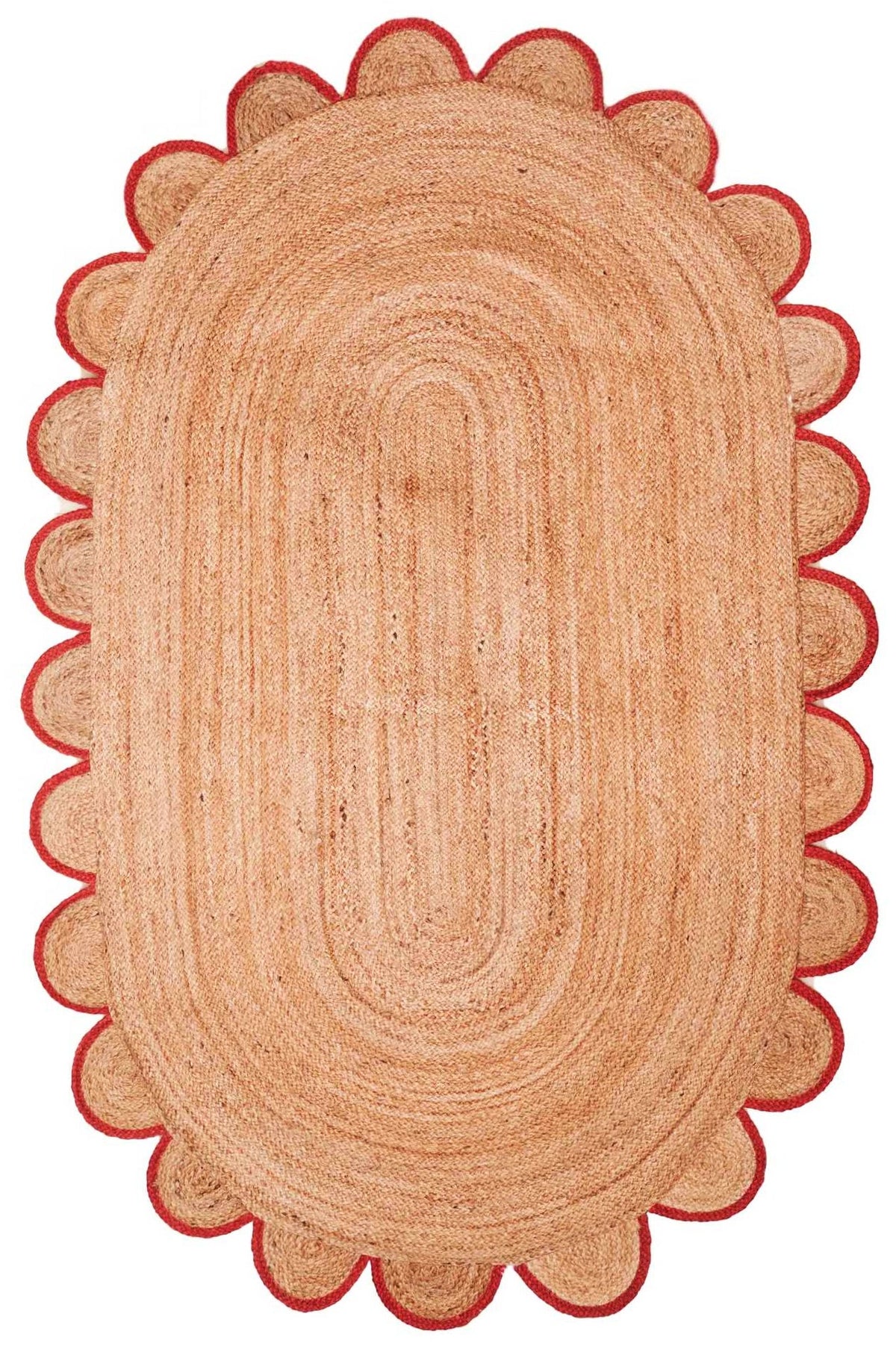 Oval Area Rug 5'x8' for Living Room Jute Scalloped Rug Scallop Oval Rug 4'x6'