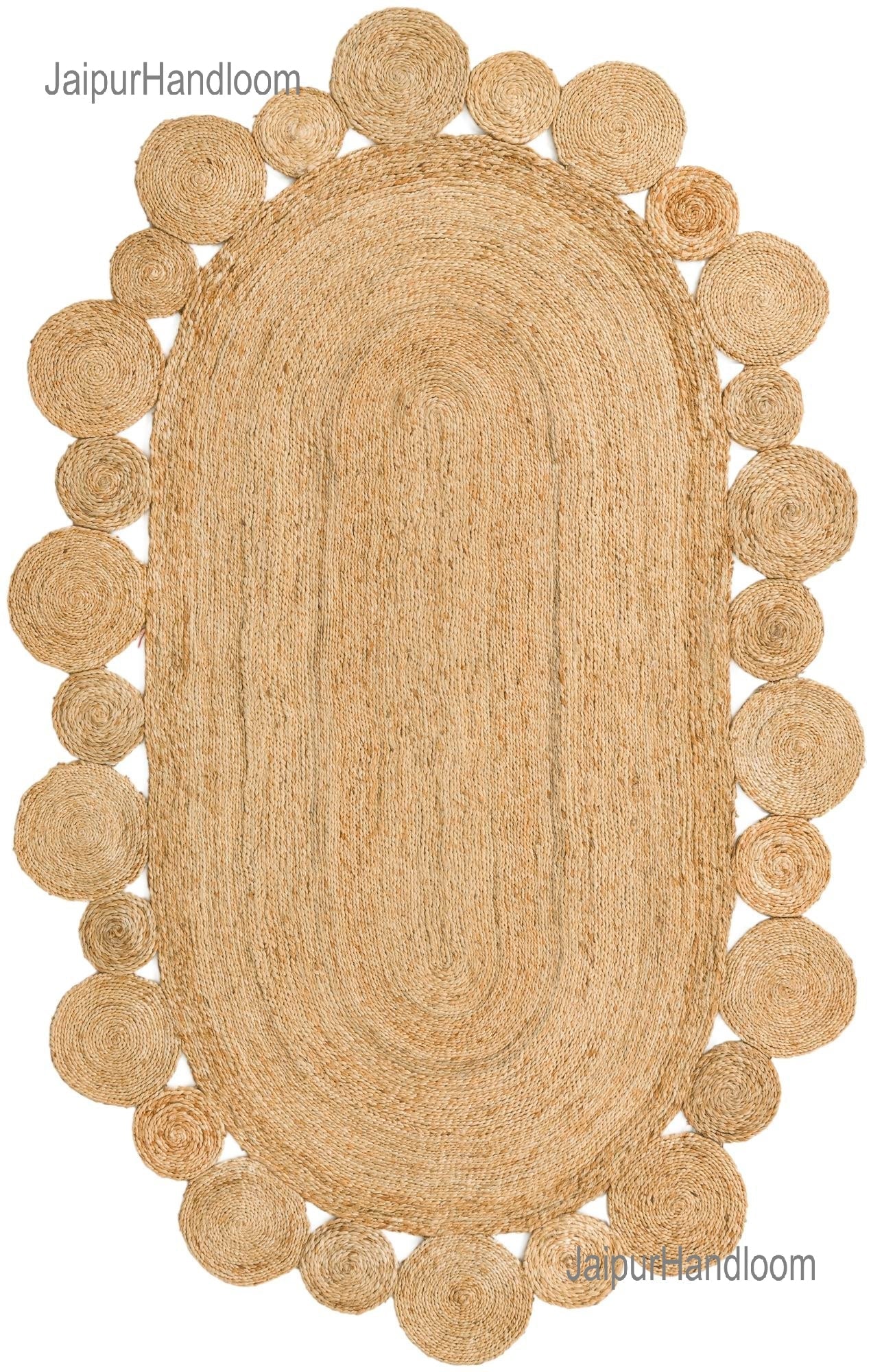 Oval Jute Rug 8x10 Feet Handwoven Oval Carpet for Dining Room 6'x9'