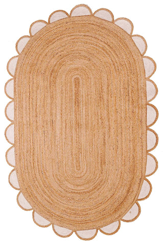 Oval Scalloped Rug 5'x7' Oval Scalloped Jute Rug 8'x10' for Living Room