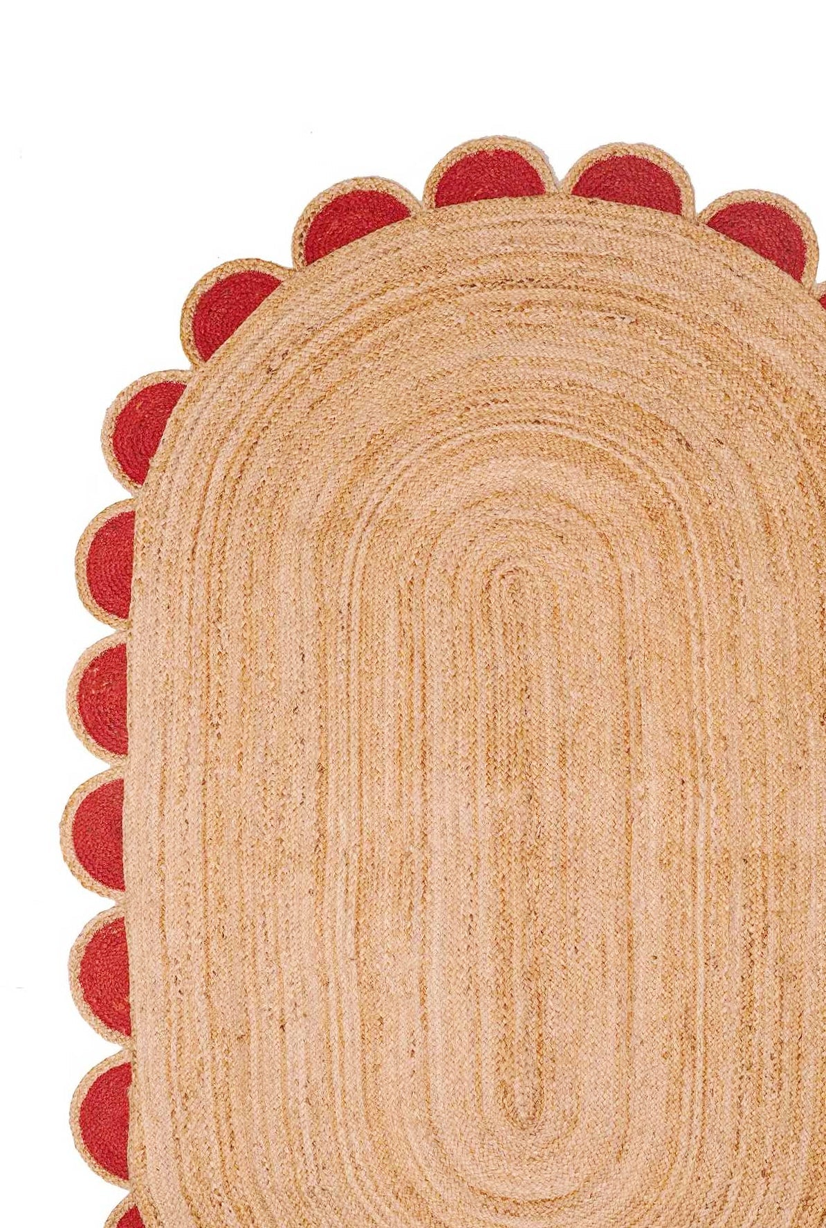 Oval Scandinavian Rug 6'x9' Oval Scalloped Rug 4'x6' Jute Scallop Rug 10'x14'