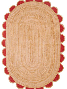 Oval Scandinavian Rug 6'x9' Oval Scalloped Rug 4'x6' Jute Scallop Rug 10'x14'