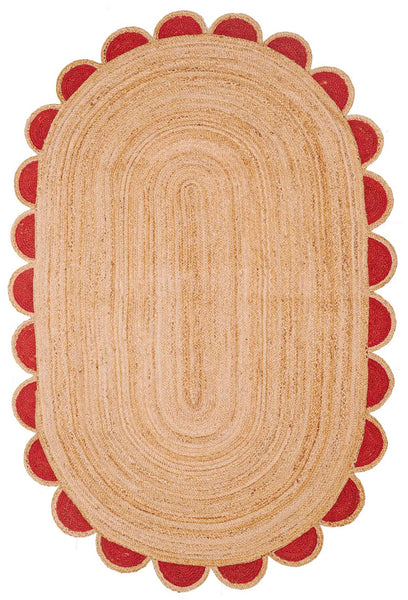 Oval Scandinavian Rug 6'x9' Oval Scalloped Rug 4'x6' Jute Scallop Rug 10'x14'