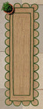 Oversize Jute Scalloped Rug 15'x17' for Living Room Flatweave Jute Runner for Hallway