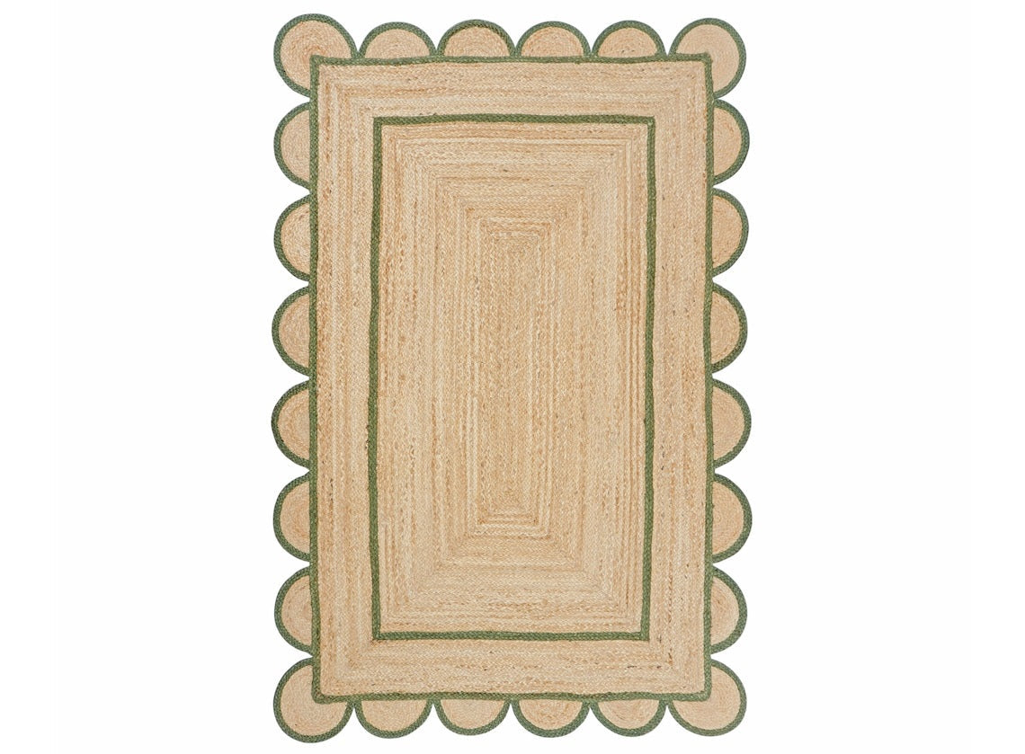 Braided Jute Doormat Emerald Green Scalloped Jute Rug Runner