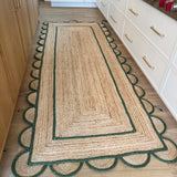 Oversize Jute Scalloped Rug 15'x17' for Living Room Flatweave Jute Runner for Hallway