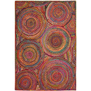 Braided Cotton Rug, Psychedelic Design Rug, Natural Fiber Rug, Handwoven Rug