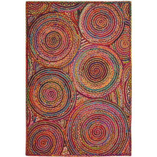 Braided Cotton Rug, Psychedelic Design Rug, Natural Fiber Rug, Handwoven Rug