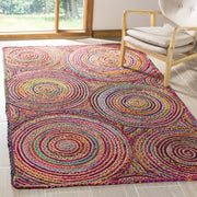 Braided Cotton Rug, Psychedelic Design Rug, Natural Fiber Rug, Handwoven Rug