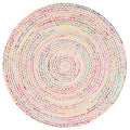 Recycled Cotton Boho white chindi Round Area Rug Round Rag Rug