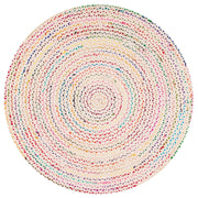Recycled Cotton Boho white chindi Round Area Rug Round Rag Rug
