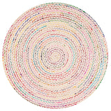 Recycled Cotton Boho white chindi Round Area Rug Round Rag Rug