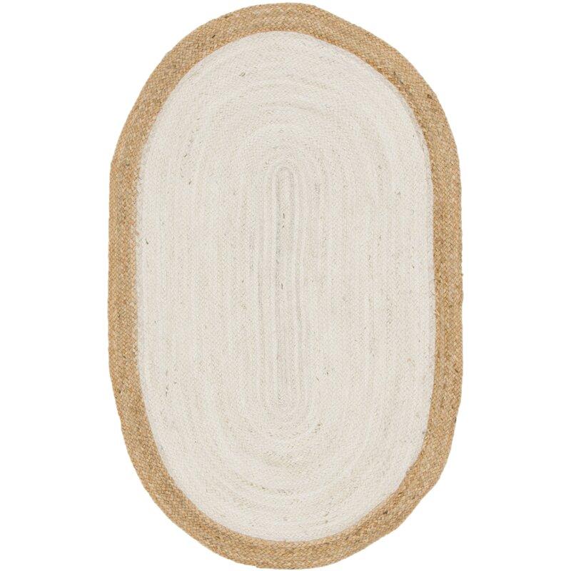 Reversible 6'x8' Oval Area Rug for Bedroom, Braided Jute Rugs for Dining Space