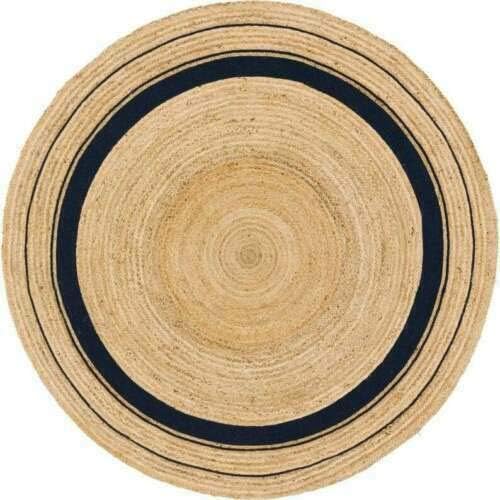 Reversible Boho Jute Round Area Rugs Hand Woven Jute Braided Rug Round