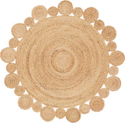 Round Jute Hand Woven Area Rug, Natural, Solid Natural Fiber Round Jute Rug