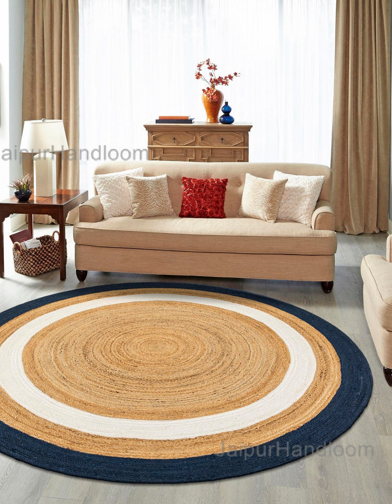 Round Fun Entryway Rug Round Jute Rug 8' Heavy Traffic Round Rug for Entry Door Round Door Ma